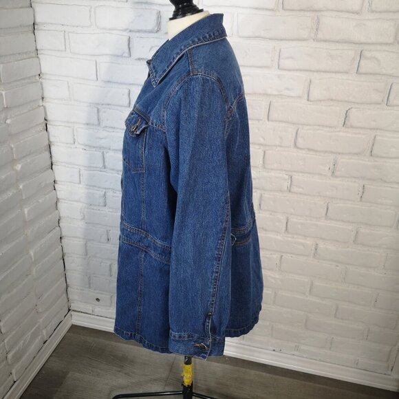 Roaman's Ladies Size 14W Medium Wash Button Closure Jean Jacket - Picture 4 of 12